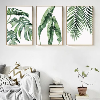 

Watercolor Plant Green Leaves diamond painting 3 pcs set Modern Triptych Painting Art Aisle Living Room Unique home Decor WW117
