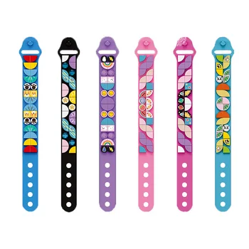 

Kids Block Wristband Bracelet Building Block Toy DIY Dots Go Team Animal Sugar Meteorological Knowledge Marine Silicone Bracelet