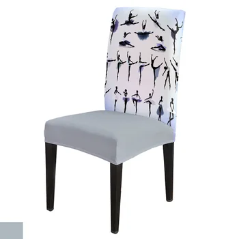 

Dance Ballet Lady Black Shadow Spandex Elastic Dining Chair Slipcover Removable Kitchen Seat Case Stretch Chair Cover Banquet