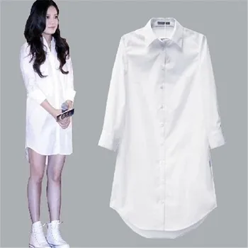 Blusa informal De talla grande para Mujer, camisa De manga larga, color blanco, 2020