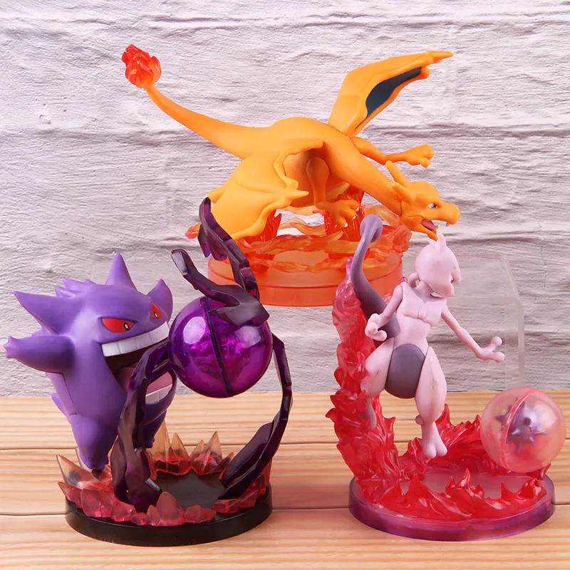 Горячие игрушки Аниме Мультфильм Монстр Mewtwo Gengar Charizard Фигурки ПВХ Acrion фигурка Коллекционная модель игрушки куклы
