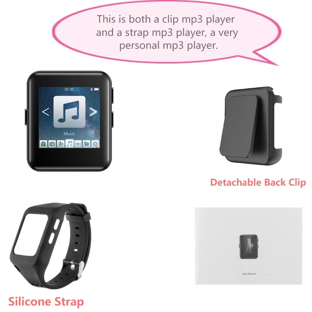BENJIE Bluetooth MP3 плеер Музыкальный плеер сенсорный экран HiFi металлический плейер с fm-радио, запись голоса мини Walkman для спорта
