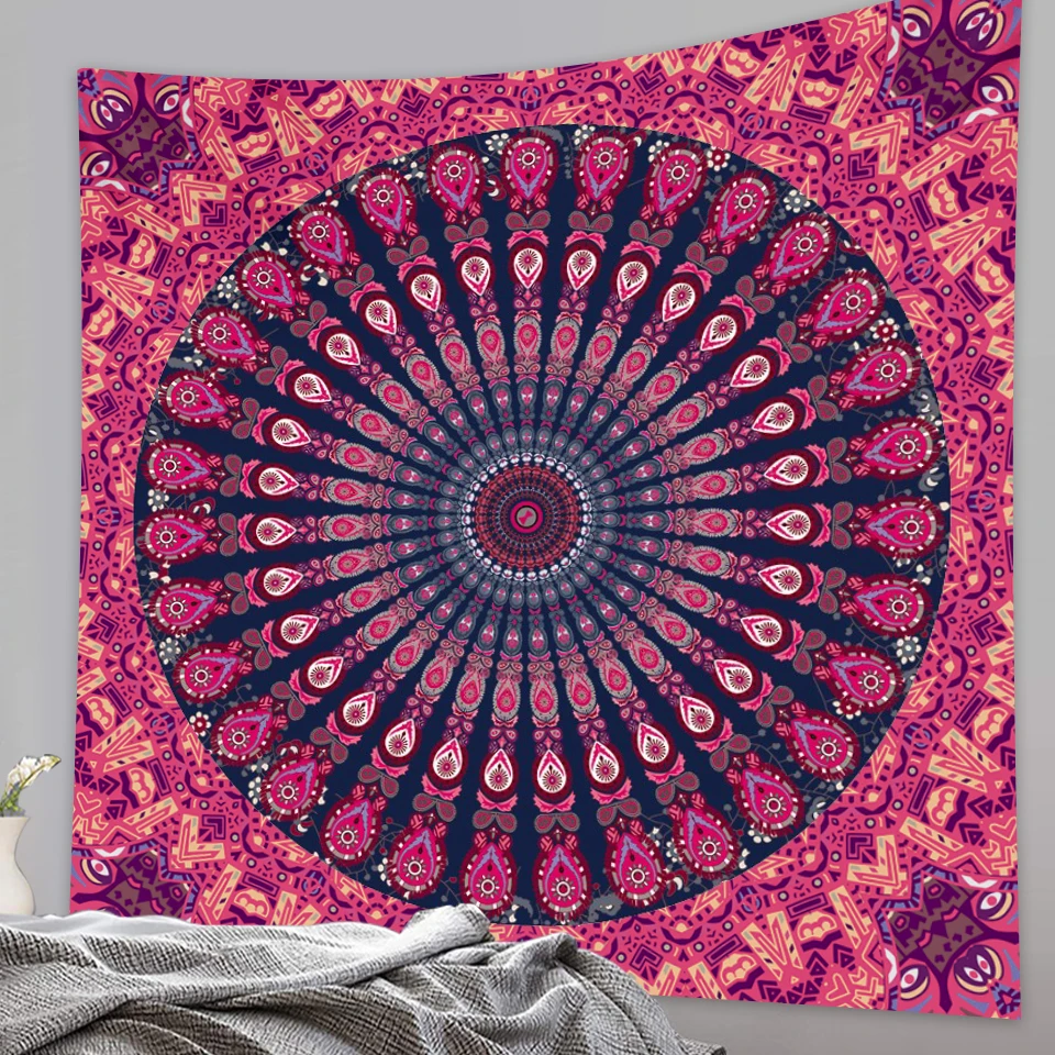 Indian Tapestry Home Decoration Illusion Scene Mandala Tapestry Hippie Bohemian Decorative Yoga Sheet Quilt Cover Yoga Mat tapestry decor
