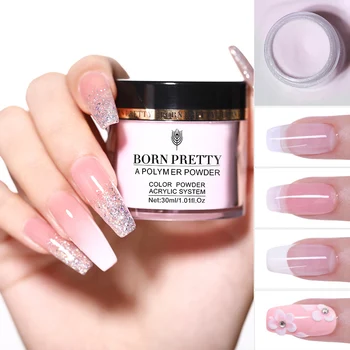 

BORN PRETTY 30ml Acrylic Polymer Powder Pink White Clear Nail Polymer Carving Tip Quick Extension French Adhesive Gel Nail Power