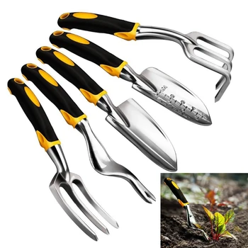 

Garden Tools Set 5 Pieces Stainless Steel Heavy Duty Gardening Kit Transplanter Trowel Digging Wedding Tools For Homegrown D40