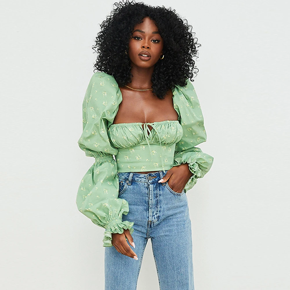 Kealofea Tunics Green Top Square Collar 