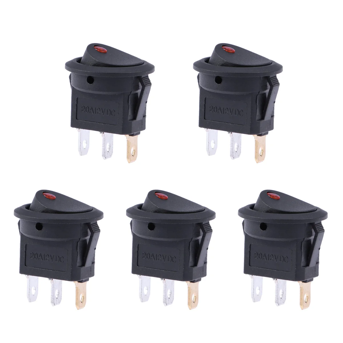 

5 pcs 12V 20A 3-Pin Round On / Off LED Reset Push Button Switch for Motorcycle Car Boat (random indicator color)
