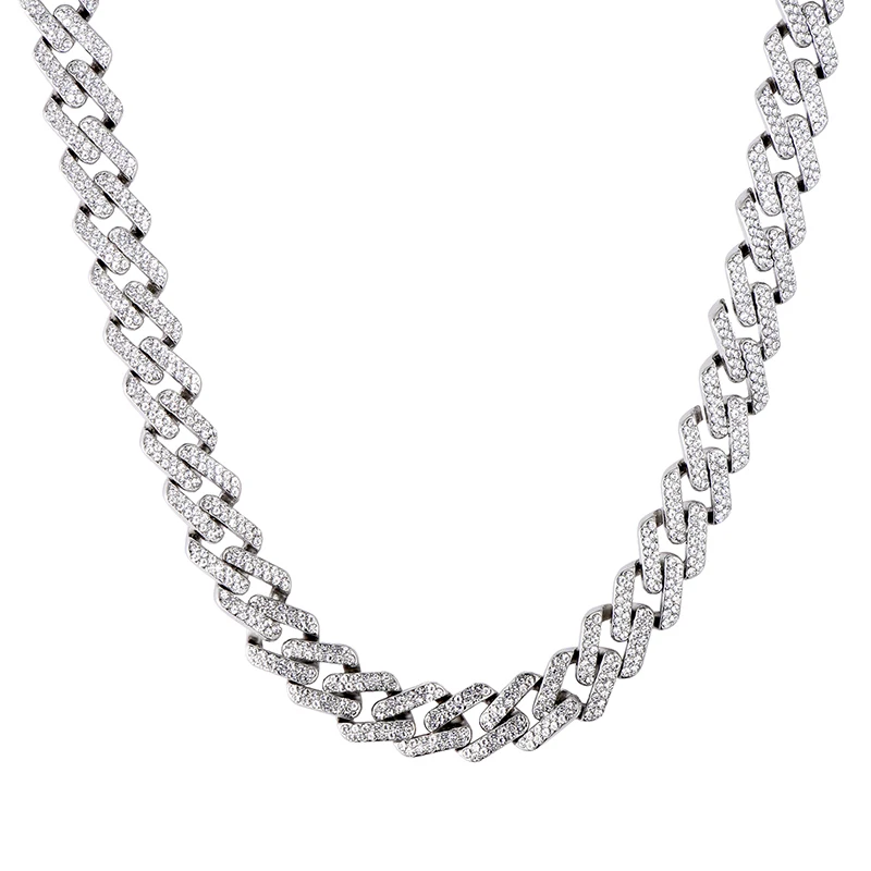 Silver Хип-хоп, 13 мм, Bling Iced Out, циркониевые, кубинские, полностью проложенные Стразы, мужское ожерелье, золотое, серебряное, ожерелье s Для Мужчин, Ювелирные изделия - Окраска металла: Silver