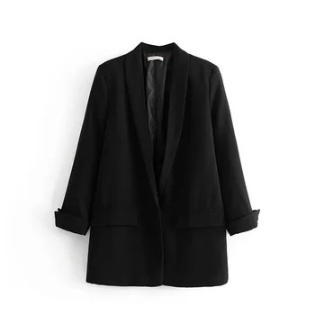 

[EWQ] 2020 Spring Autumn Lapel Long Sleeve Solid Patchwork Single Button High Street Suit Coat Women Blazer Femals 3AJ90603L