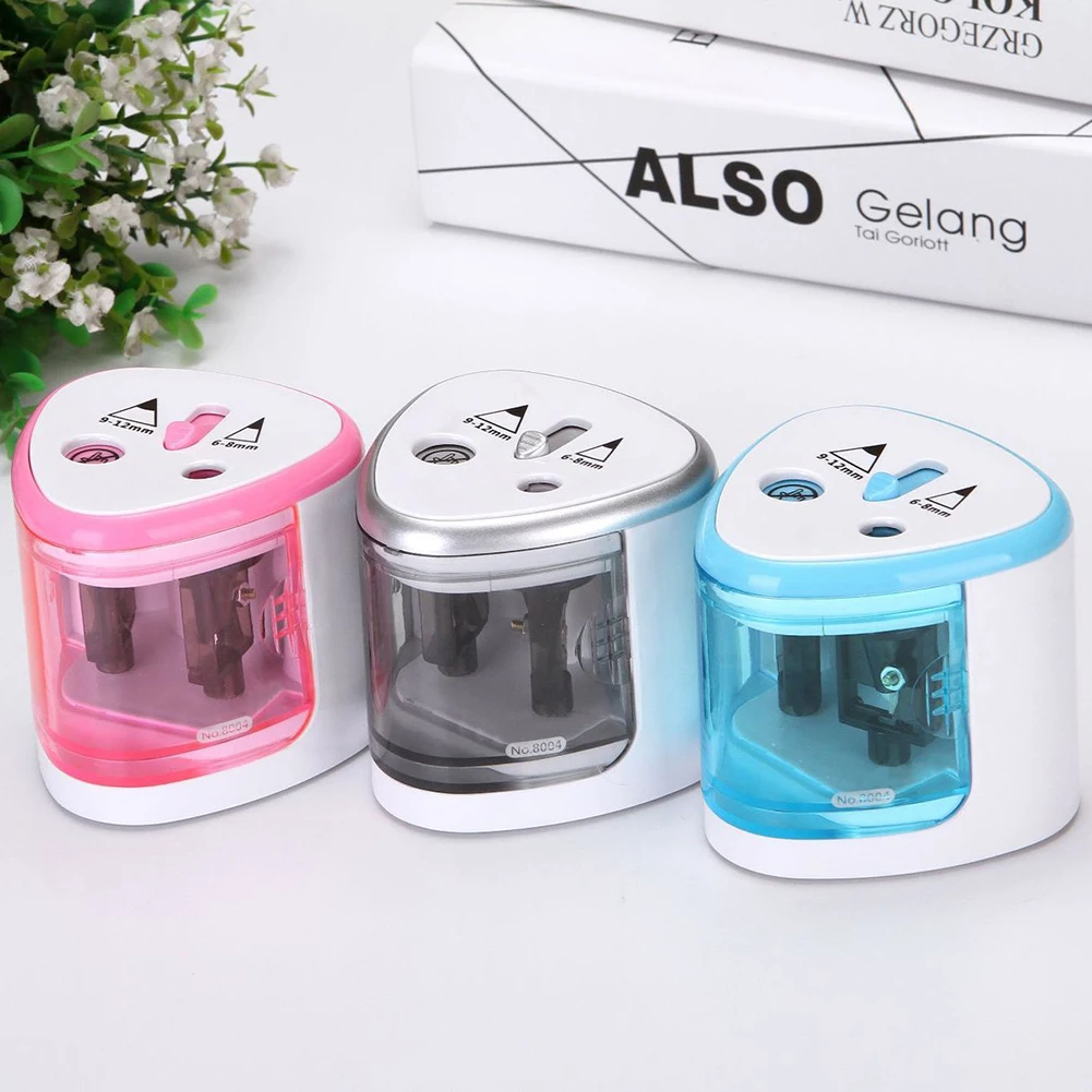 Dual Holes Battery Automatic Electric Pencil Sharpener School Office Stationery