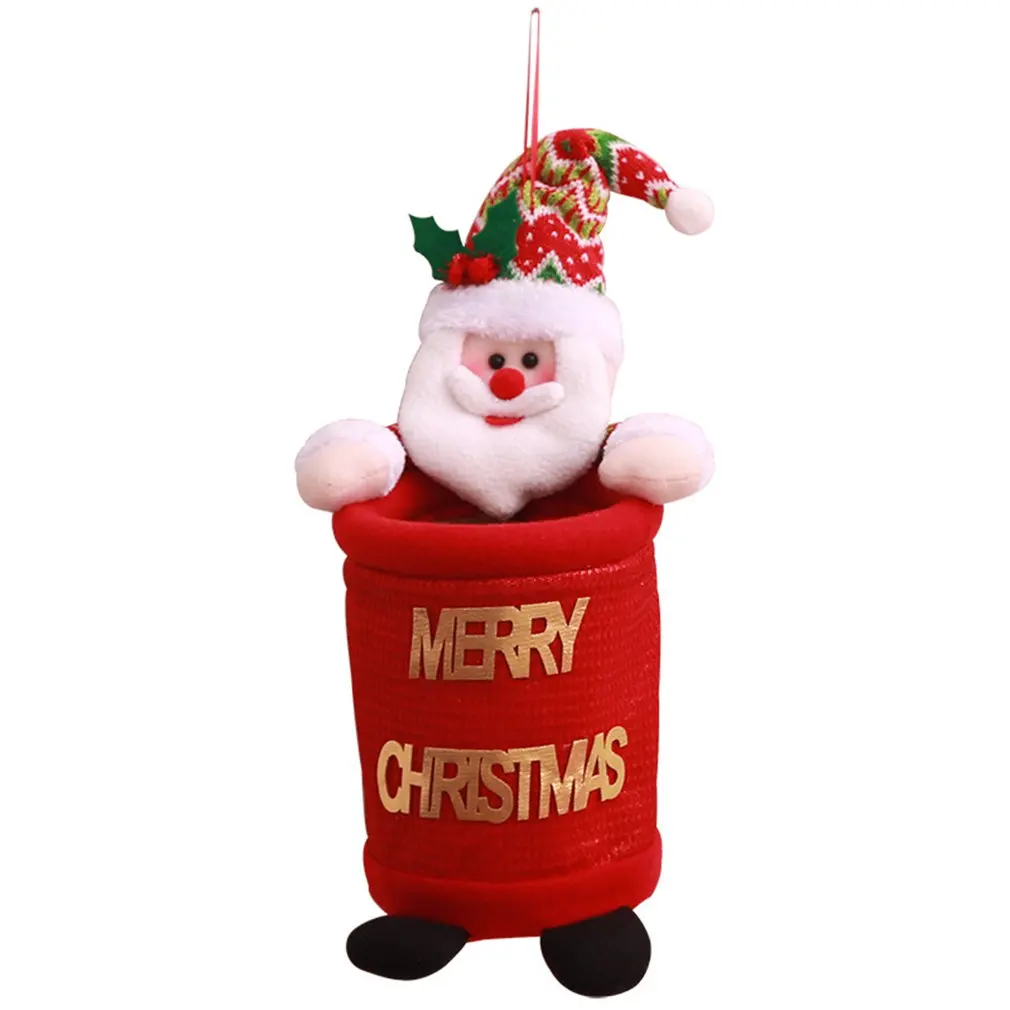 Christmas Creative Cartoon Snowman Santa Claus Doll Holding Trash Can Storage Bag Christmas Decorations Doll Household