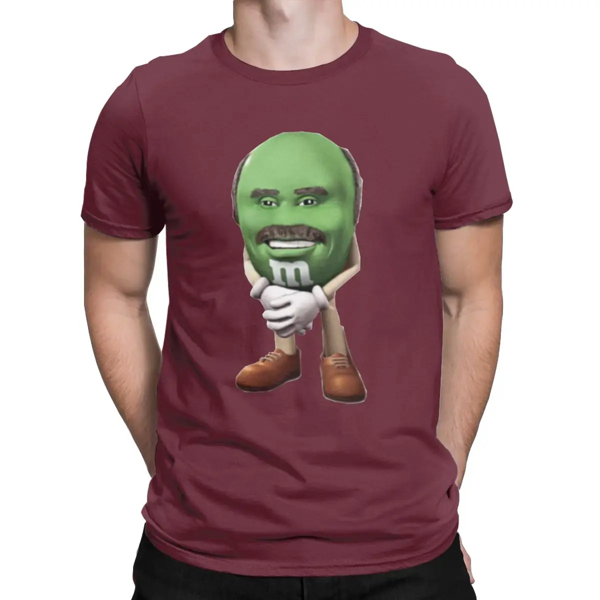 Dr Phil M& M's Chocolate Candy Character, футболки для мужчин, новинка, хлопковые футболки с круглым вырезом, футболки с коротким рукавом, Подарок, Идея, топы - Цвет: Бургундия