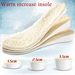 Warmth Lamb Wool Insole Height Increasing Pad Men Women 1.5cm/2.5cm/3.5cm Height Lift Free To Cut Unisex Winter Inserts Shoe Pad
