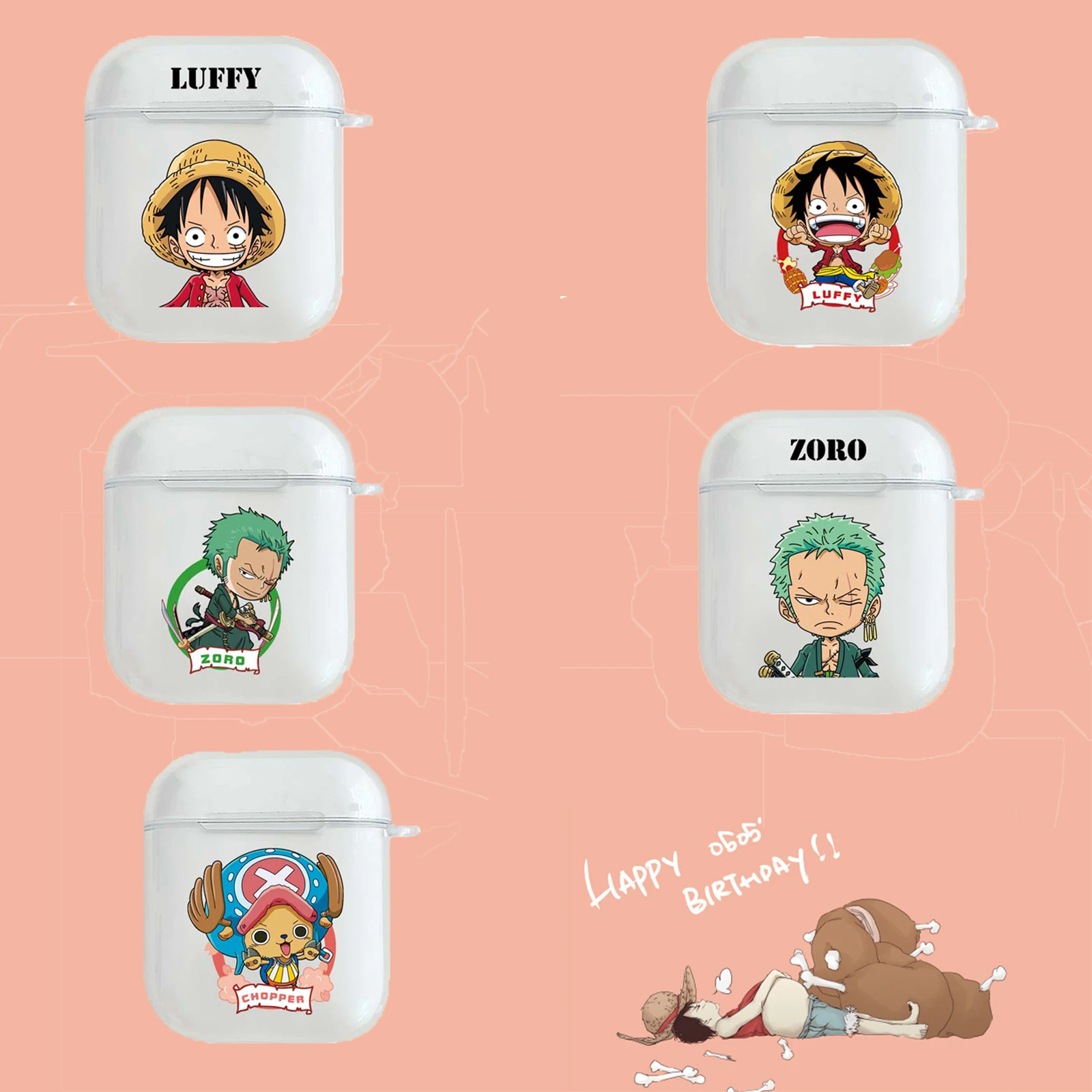 

Cartoon One Piece Wireless Bluetooth Earphone Cute Case For Apple AirPods 2&1 Silicone Charging