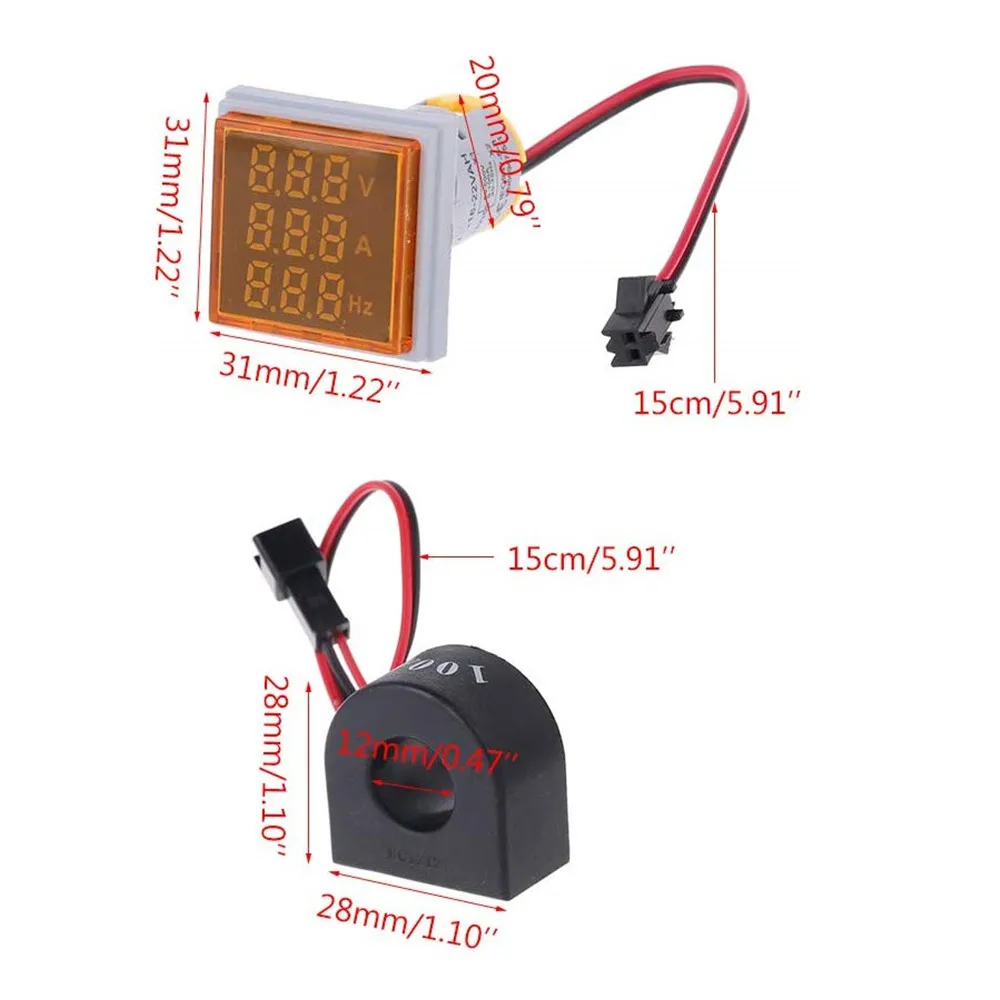 Digital Voltmeter Digital Multimeter Digital Voltmeter Thermometer 3 in 1 AC 60-500V 0-100A LED Digital Voltmeter Ammeter Hertz Signal Lights 220V Voltage Current Meter Volt Amp Tester Detector
