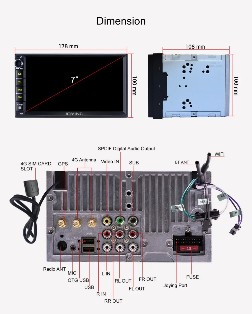 Perfect JOYING double din 7 inch Car Radio Android 8.1 Octa Core built in DSP&4G HD Fast Boot Universal head unit GPS map with free DVR 21