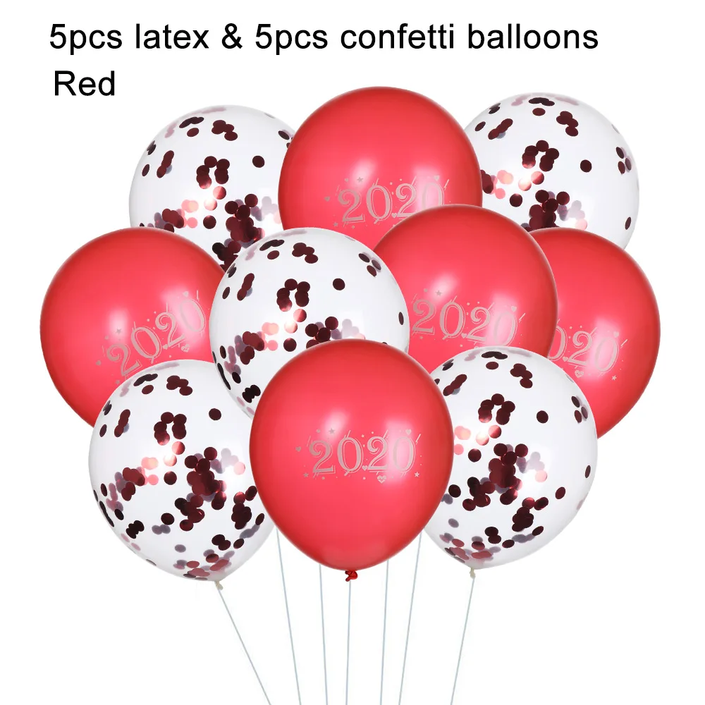 10 шт воздушные шары смешанных цветов с цифрами латексные конфетти воздушные шары с новогодним шаром с Рождеством новогодние вечерние украшения - Цвет: 2
