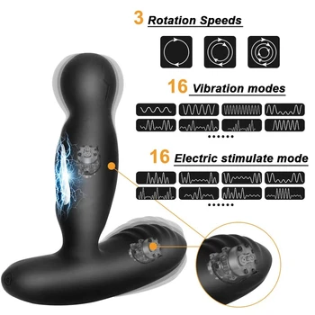 Remote Control Vibrator Electric Shock Anal Plug Male Prostate Massager Wireless Rotation Butt Sex Toys For Men Women Dildo 2