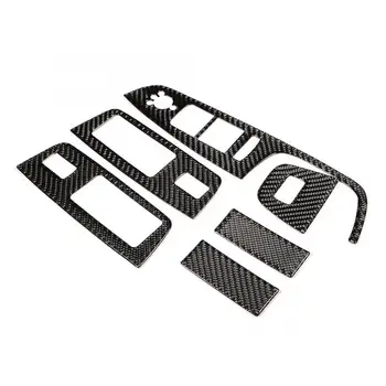 

6pcs Window Switch Panel Trim Cover Carbon Fiber Decorative Sticker Fits for Audi Q7 2008-2015 Automotive Interior Trim Styling