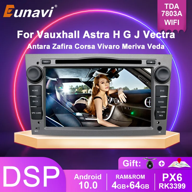 Автомобильный DVD-плеер Eunavi 2 Din Android 9 для Opel Astra Vectra Antara Zafira Corsa 2din GPS Wi-Fi Bluetooth