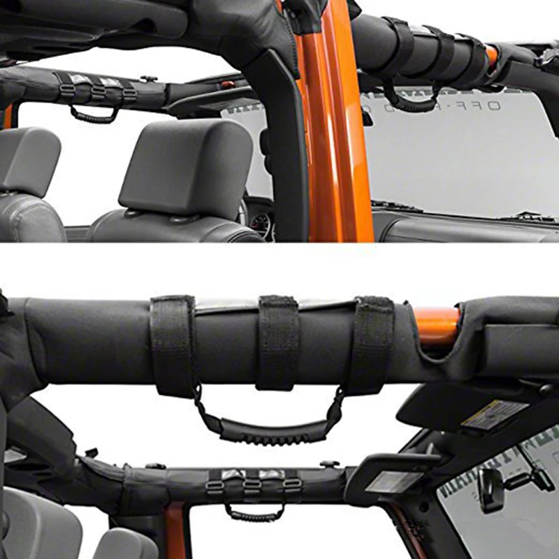 2 PCS Roll Bar Grab Handles for Jeep Wrangler JK TJ YJ Black Car Truck Interior Roof Handle Roll Bar Hand Grip High Quality