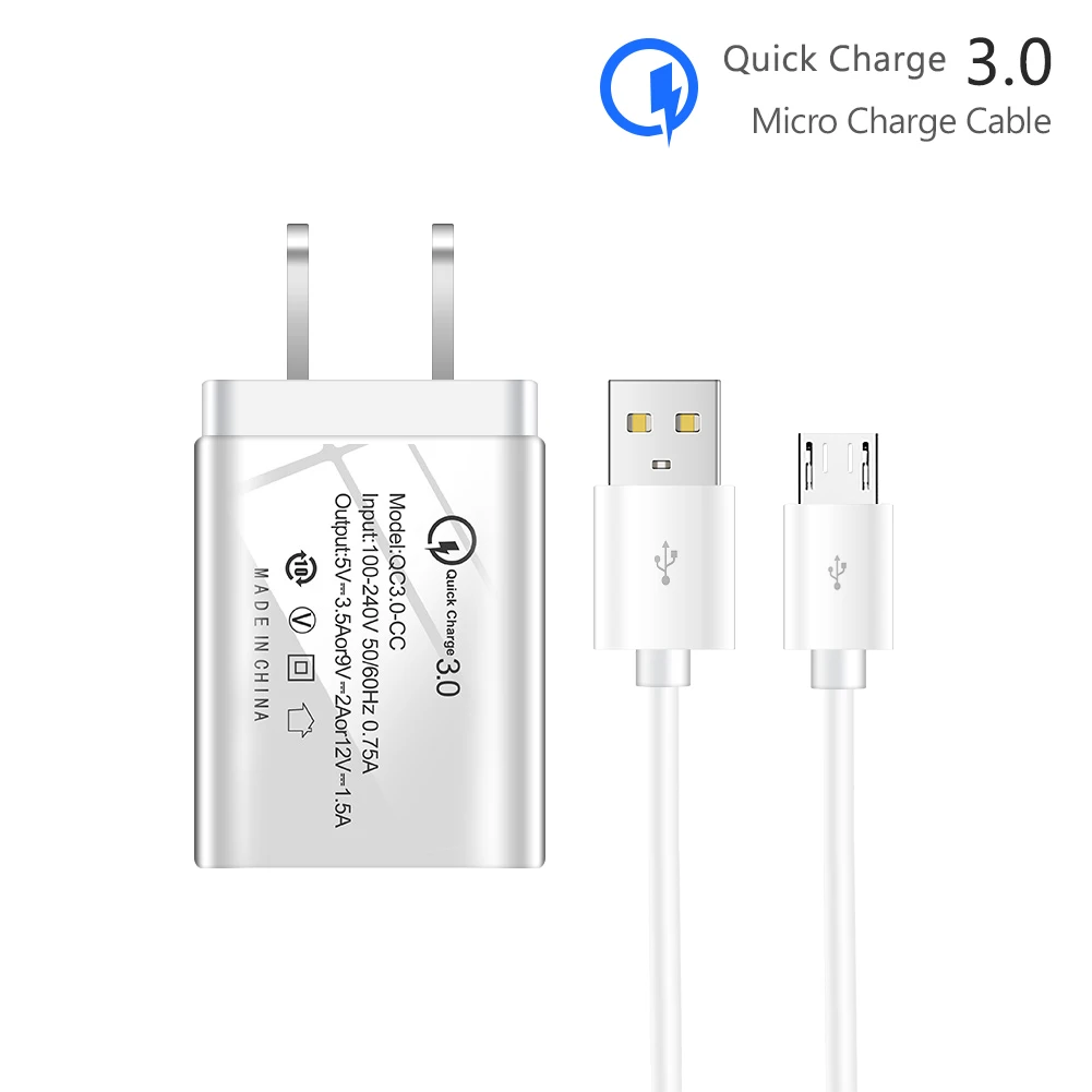 Настенное зарядное устройство с кабелем для Apple iPhone Android Micro USB кабель Быстрая зарядка 3,0 USB адаптер питания высокое качество - Цвет: For Android