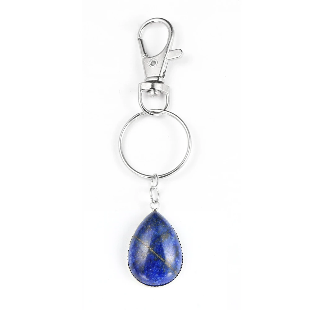 Natural Stone Pendant Key Chain Ring For Women Girls Water Drop