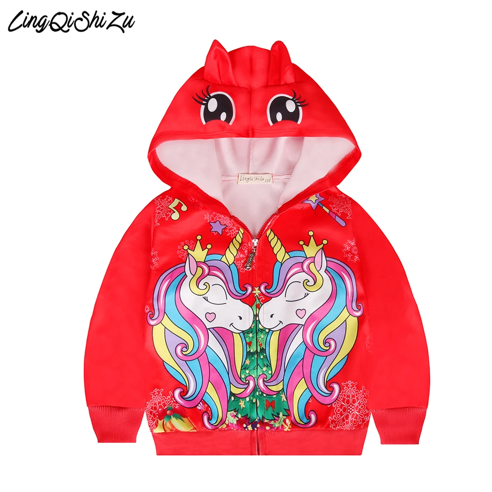 

Unicorn Jacket for Girls Coats Children Clothing Autumn Baby Girls Christmas Clothes Outerwear girls hooded sweatshirt 3701