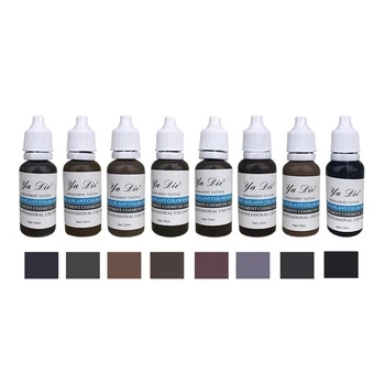 

High quality 8cs/lot Eyebrown color 15ml/bottle Pigment for Eye Tattoo Permanent Makeup Eyebrow Micropigment Cosmetic Tattoo Ink
