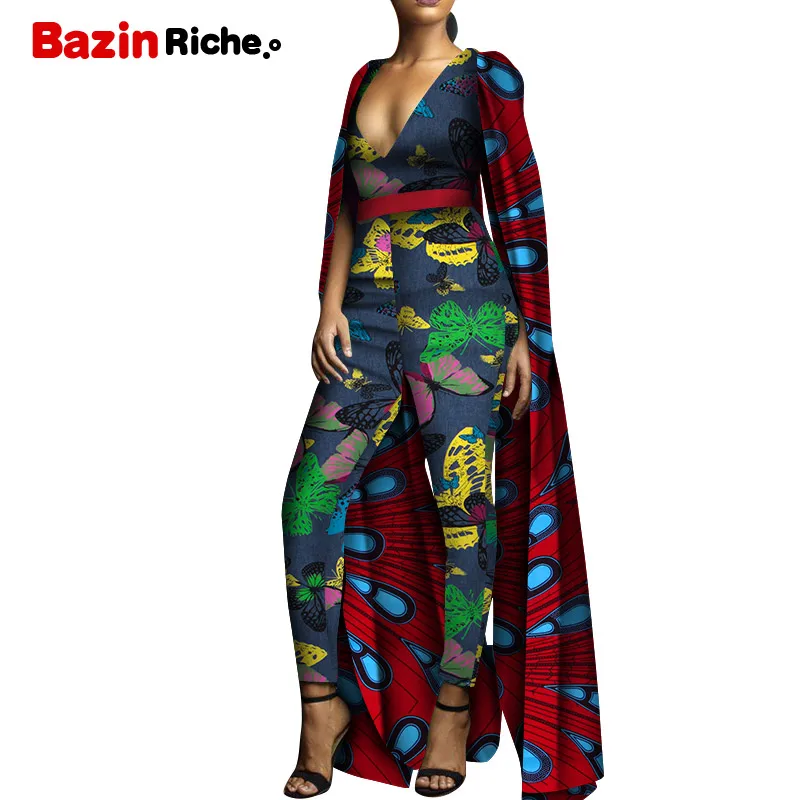 

2019 Fashion New African Dresses for Women Fashion Autumn Print Jumpsuit Ankara Dashiki Romper Ethnic African Clothes WY5275