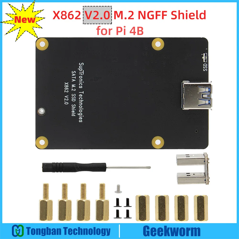 Плата Расширительная Geekworm X862 V2.0 M.2 NGFF SATA SSD с разъемом USB 3 1 поддержка Key-B 2280 для