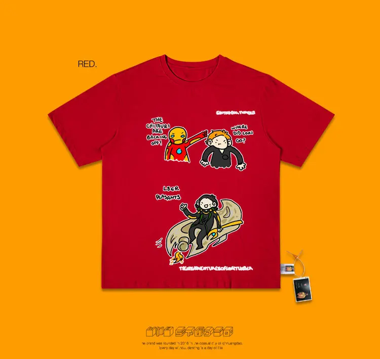 Wang You Disease Studio Hong Kong Flavor Chia Wind Hand Doodle футболка для мужчин и женщин Boyfriend Wind Tee
