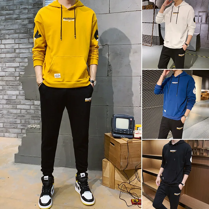 

Spring And Autumn Hoodie Suit Men's Teenager Hooded Pullover Hoody Men'S Wear 2019 Casual Trend Coat Fashion