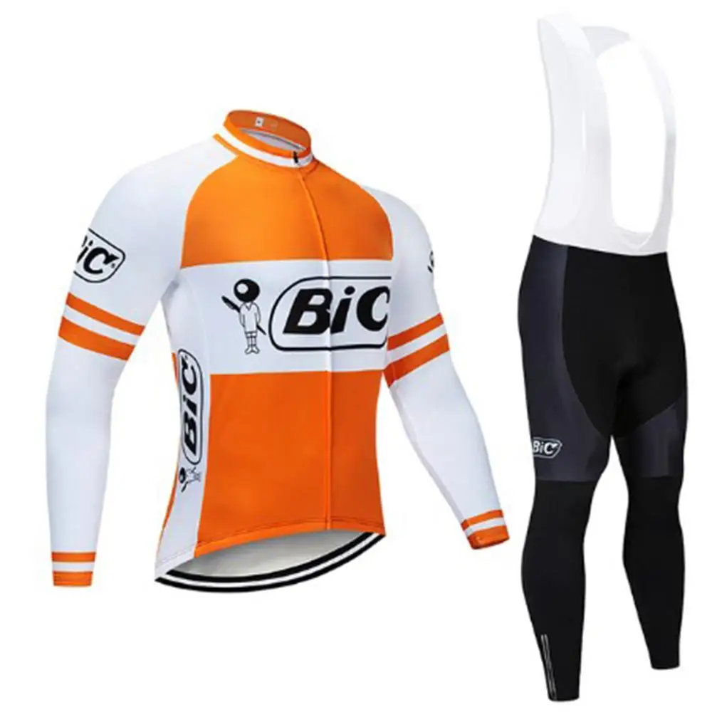

Bic Winter Thermal Fleece Cycling Jersey Sets Men Cycling Jacket Long Sleeve Bicycle Gear Team Cycle Wear Mtb Keep Warm Bib Pant
