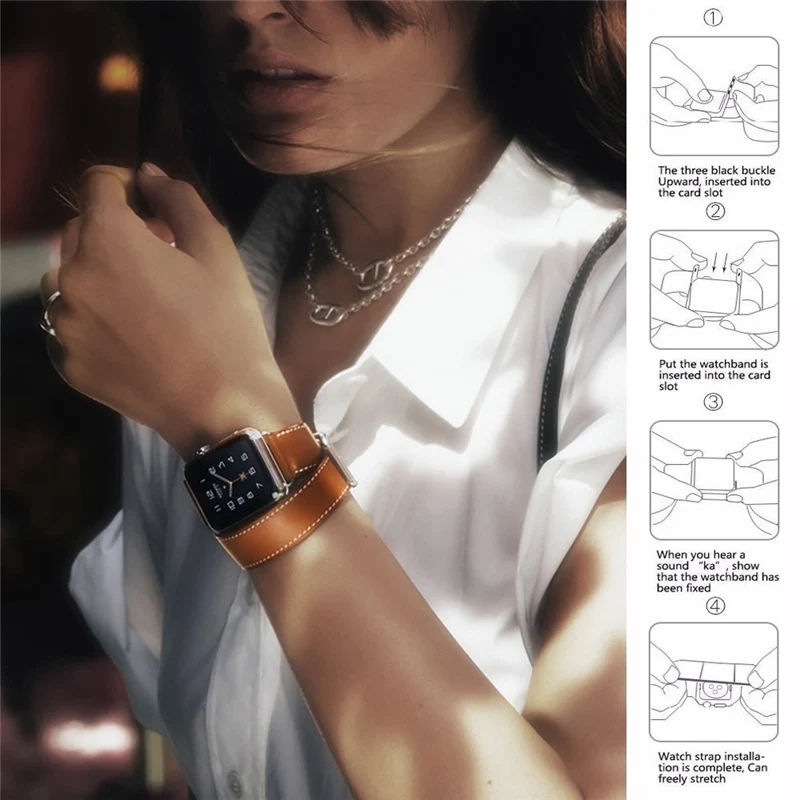 Натуральная кожа петля ремешок для наручных часов apple watch версии 44 мм 40 42 38 iwatch