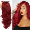 Wignee Wavy Long Red Synthetic Wig for Women Middle Part Hair Heat Resistant Fiber American Cosplay Natural Sexy Hair For Women ► Photo 2/6