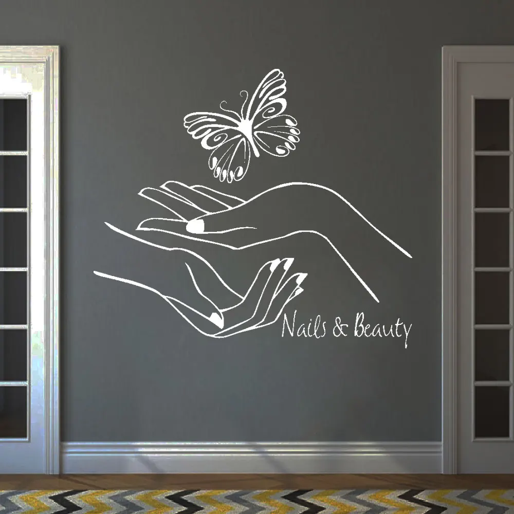

Nail Beauty Wall Sticker Manicure Art Design Hands Spa Nail Shop Vinyl Wall Decals Removable Woman Room Home Ornament DW20722