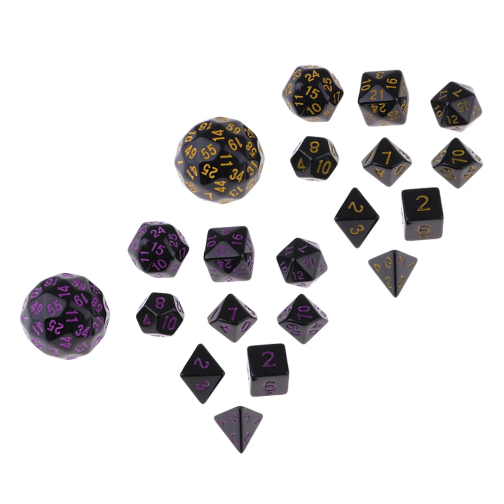 20x набор Игральный костей для DND ролевые игры D4 D6 D8 D10 D12 D20 D24 D30 D60-Purple, желтый