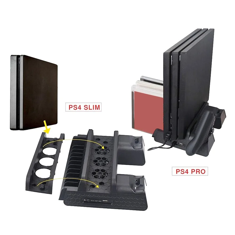PS4 Pro двойной контроллер зарядное устройство консоль вертикальная охлаждающая подставка зарядная станция светодиодный вентилятор для SONY Playstation 4