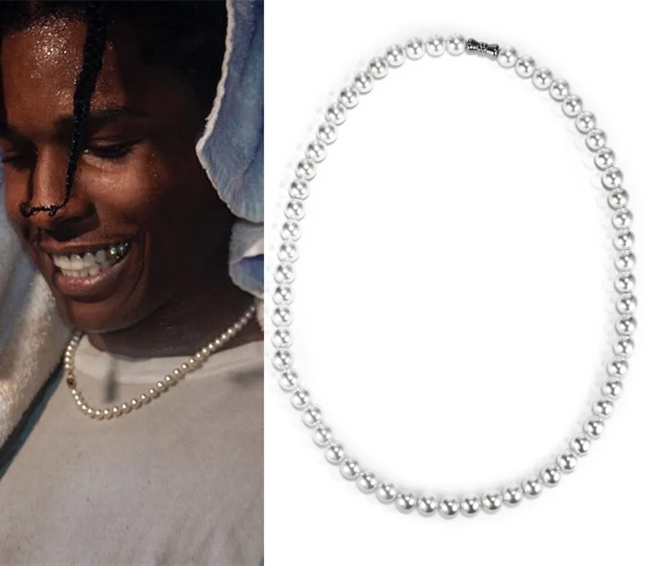 

Europe And America Popular ASAP Rocky Wu Yifan Celebrity Style Retro Pearl Necklace Men And Women Hip Hop Choker