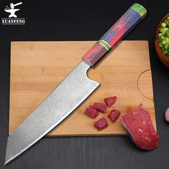 

XUAN FENG Damascus Japanese chef's knife vg10 household meat cleaver cutting vegetables stable solid wood handle vegetable knife