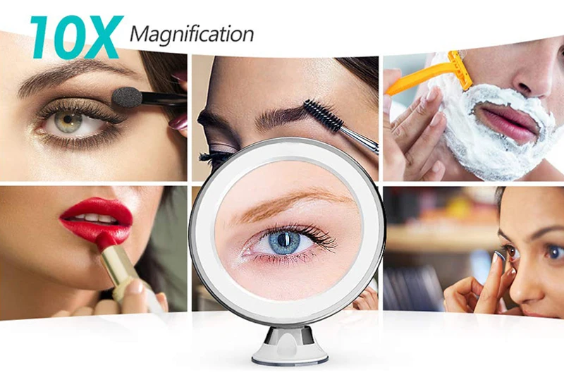 New LED Mirror Vanity Mirror With 3 Modes Lights LED Lighted Makeup Mirror 10X Magnifying Magnification Cosmetic Mirrors espejo 03