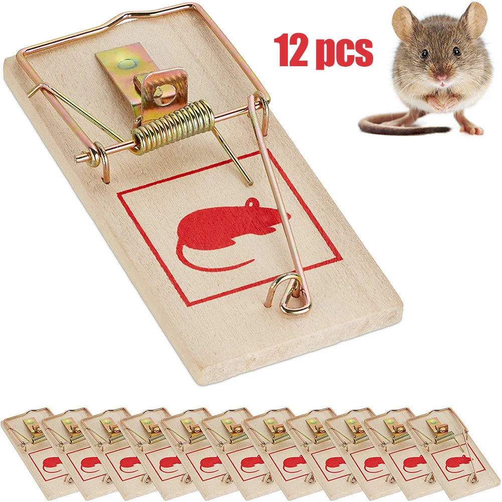 12Pcs Reusable Wooden Mice Mouse Traps Bait Mice Home Garden Supplies Mouse Killer Pest Control Mousetraps