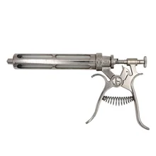 Pistola de vacinação de aço inoxidável da seringa da injeção do animal veterinário continuos revolver 10/20/30/50ml automática para a shee do porco da vaca