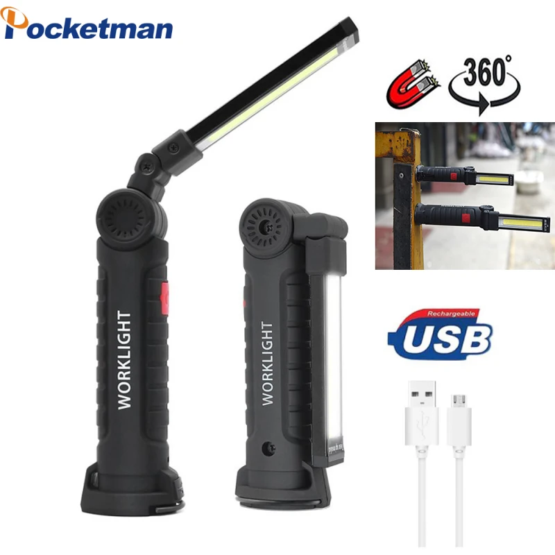 Built-in Battery Rechargeable Portable 5 Mode COB Work Lights Ultra Bright LED Flashlight Inspection Lamp for Car Repair z35