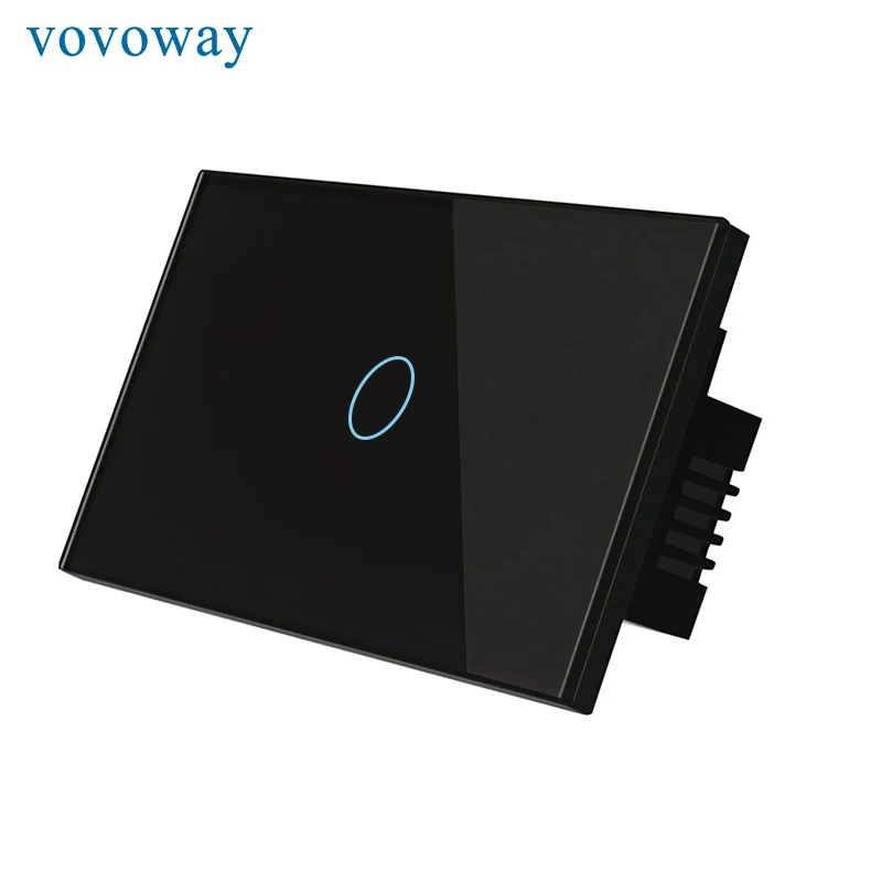 Сенсорный выключатель Vovoway с американской стеклянной панелью, Wi-Fi приложение, сетевой беспроводной светильник управления, переключатель 1 \ 2 \ 3 банды AC110V 220 V, приложение для умного дома - Цвет: US-WIFI-RF Black