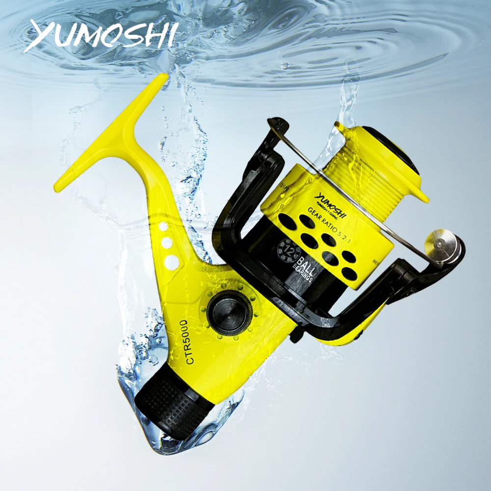 

Fishing Reel 2000-7000 series 5.5:1 Arm Rocker 12BB Spinning Reel Lightweight Rear Drag Spool Fish Wheels carretilha de pesca