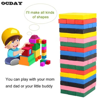 

HOT 54pcs Figure Children Kids Wooden Building Blocks Toys Domino Stacker Baby Early Educational Play Game Toy Set New Arrival