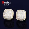 10MM Square Men Women Stud Earring Gold Color Full Cubic Zircon Screw Back Earrings Hip Hop Jewelry for Gift 1