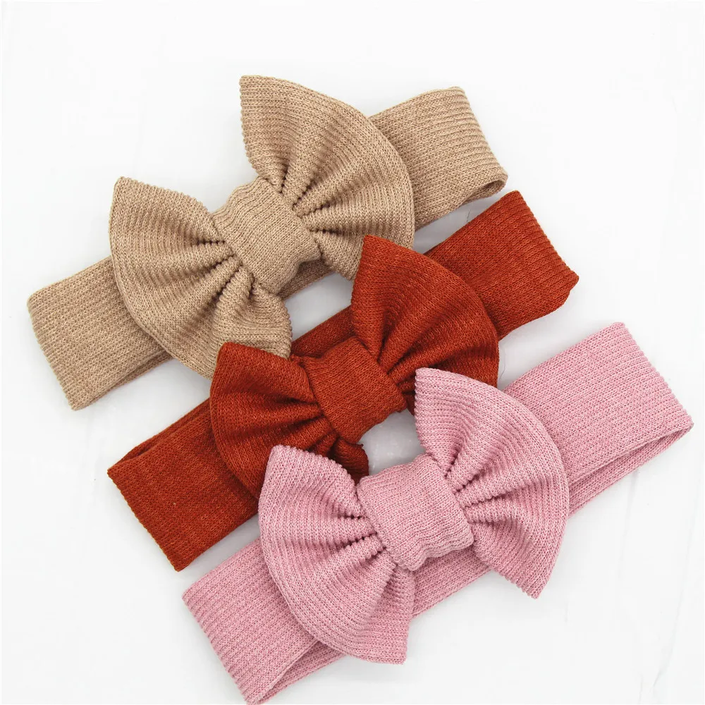 Cute Baby Girl Headbands Knitted Newborn Baby Bows Haarband Turban Infant Head Bands Hairbands For Kids Girls Hair Accessories